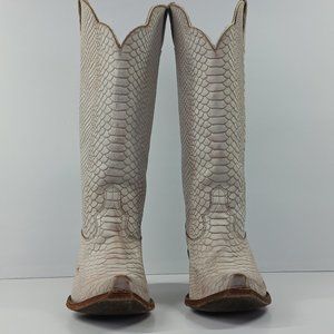 IDYLLWIND Miranda Lambert| Distressed Cream Embossed Snake Skin Western Boots 9B